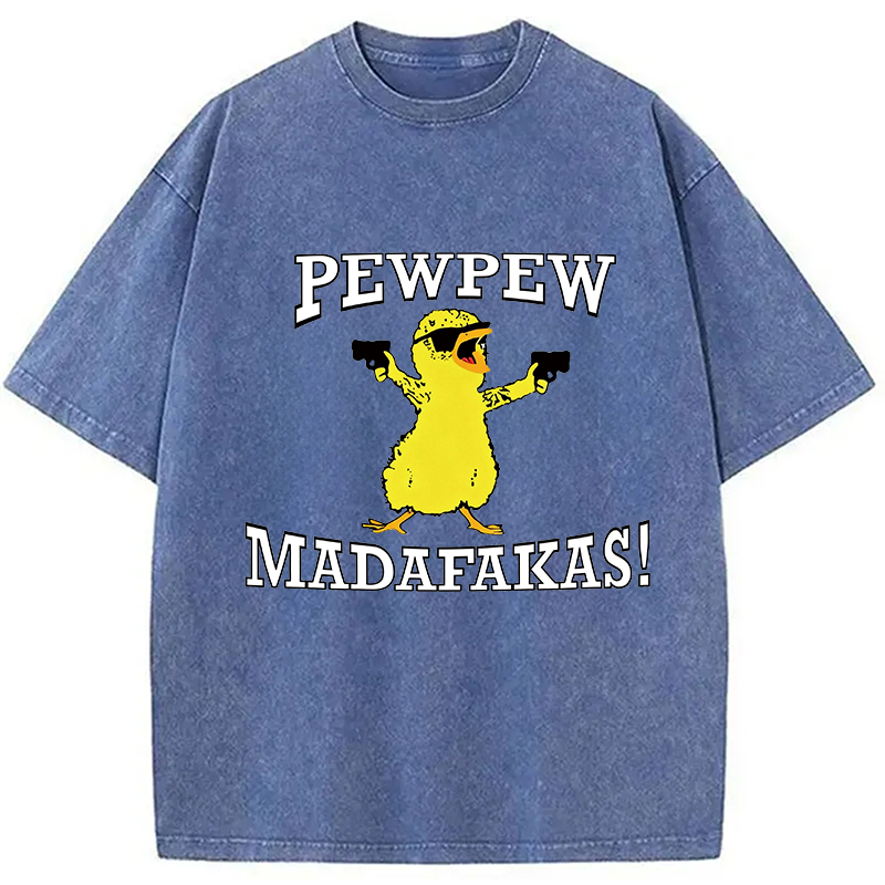 Modecanvas PEW PEW Duck DTG Printing Washed T-Shirt