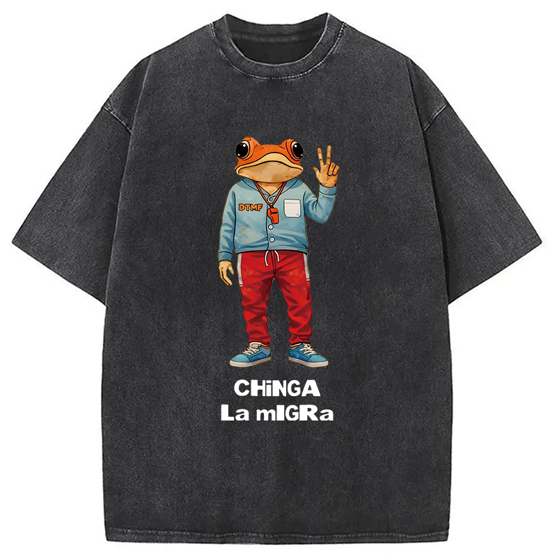 Modecanvas Out Frog Meme DTG Printing Washed T-Shirt