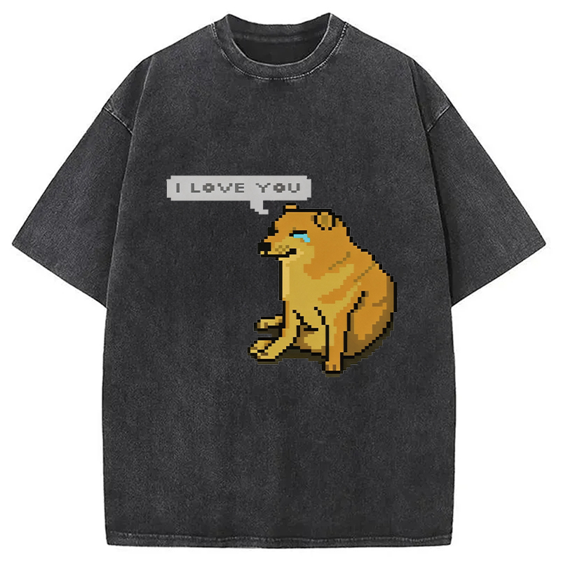 Modecanvas Cheems Luvs You DTG Printing Washed T-Shirt