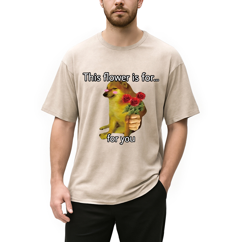 Modecanvas Cheems in Love DTG Printing Washed T-Shirt