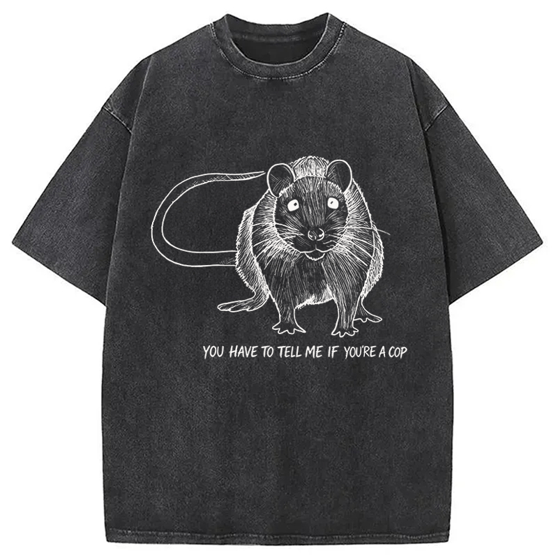 Modecanvas You Have To Tell Me If You Are A Cop Funny Rat Meme DTG Printing Washed T-Shirt