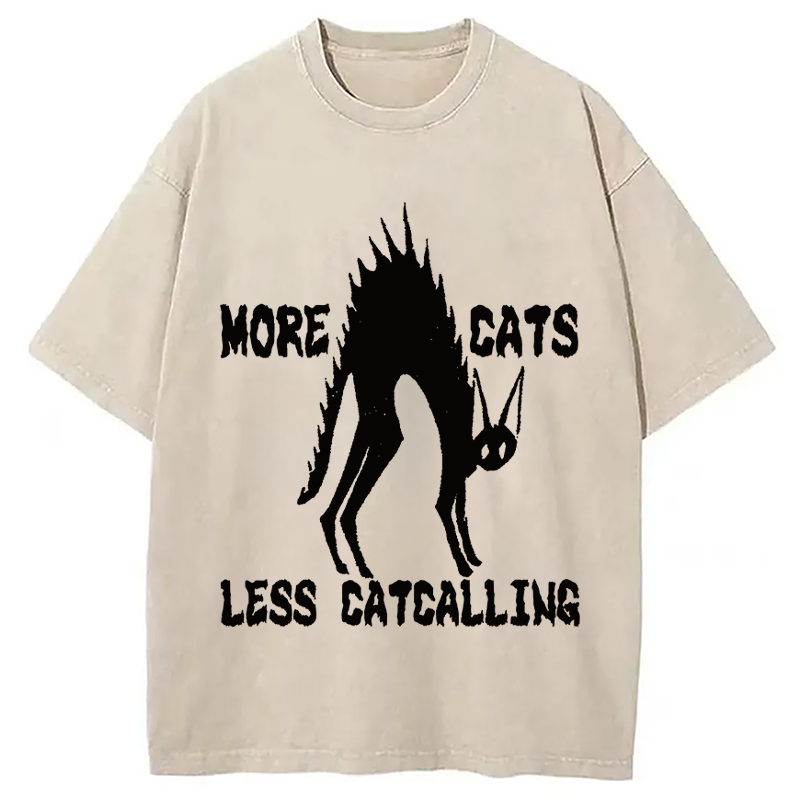 Modecanvas More Cats Less Catcalling DTG Printing Washed T-Shirt
