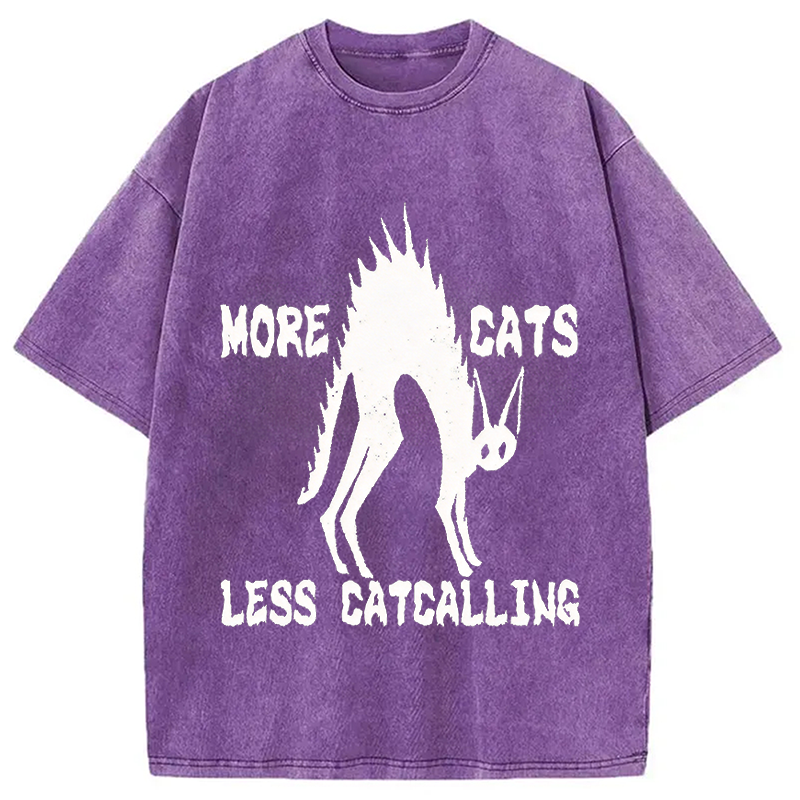 Modecanvas More Cats Less Catcalling DTG Printing Washed T-Shirt