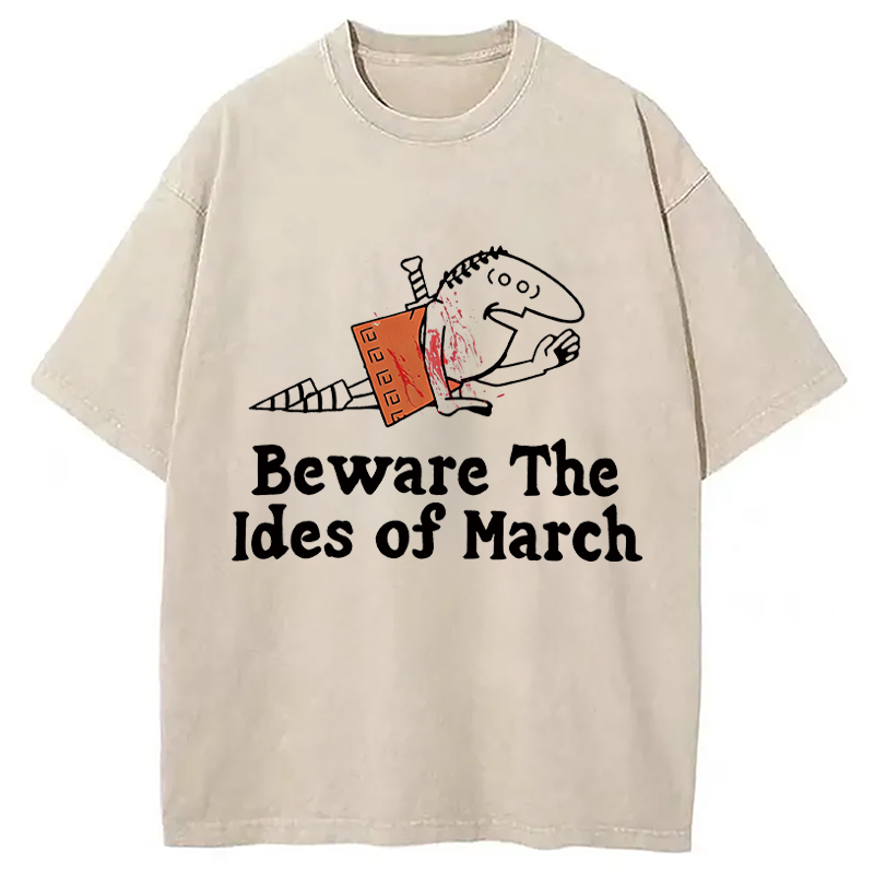 Modecanvas Beware The Ides Of March Washed T-Shirt-modecanvas