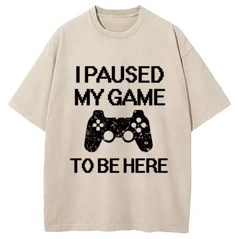 Modecanvas I Paused My Game To Be Here DTG Printing Washed T-Shirt