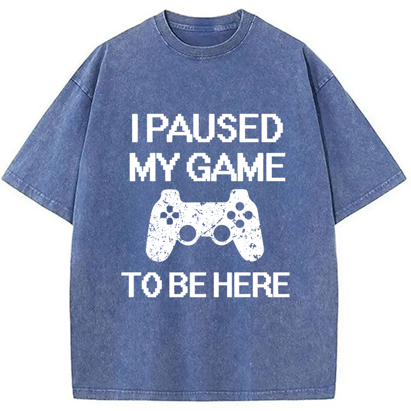 Modecanvas I Paused My Game To Be Here DTG Printing Washed T-Shirt