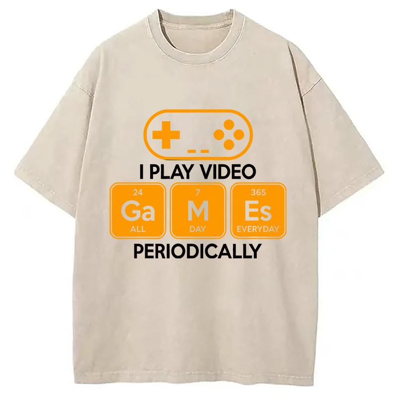 Modecanvas Play Video Games Periodically Funny Science Humor DTG Printing Washed T-Shirt