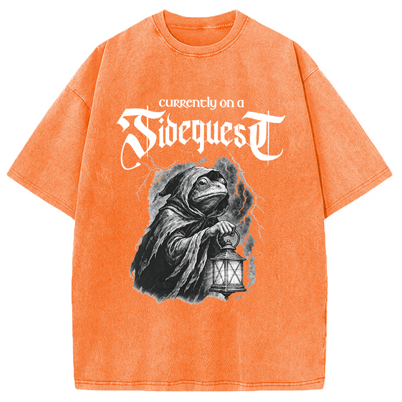 Modecanvas Funny Frog Sidequest DTG Printing Washed T-Shirt