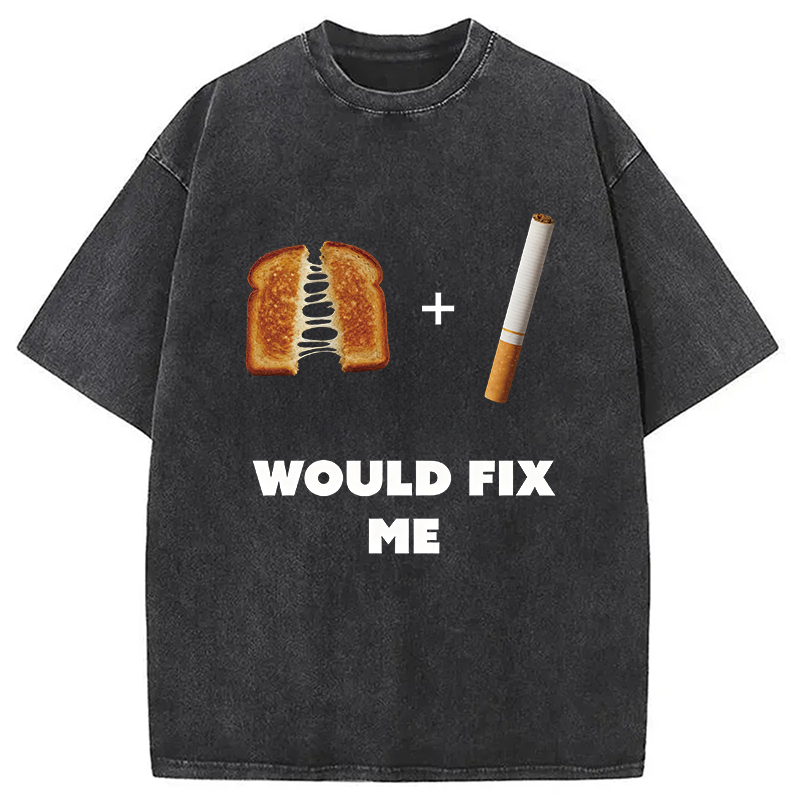 Modecanvas Grilled Cheese And Cigarette Meme DTG Printing Washed T-Shirt