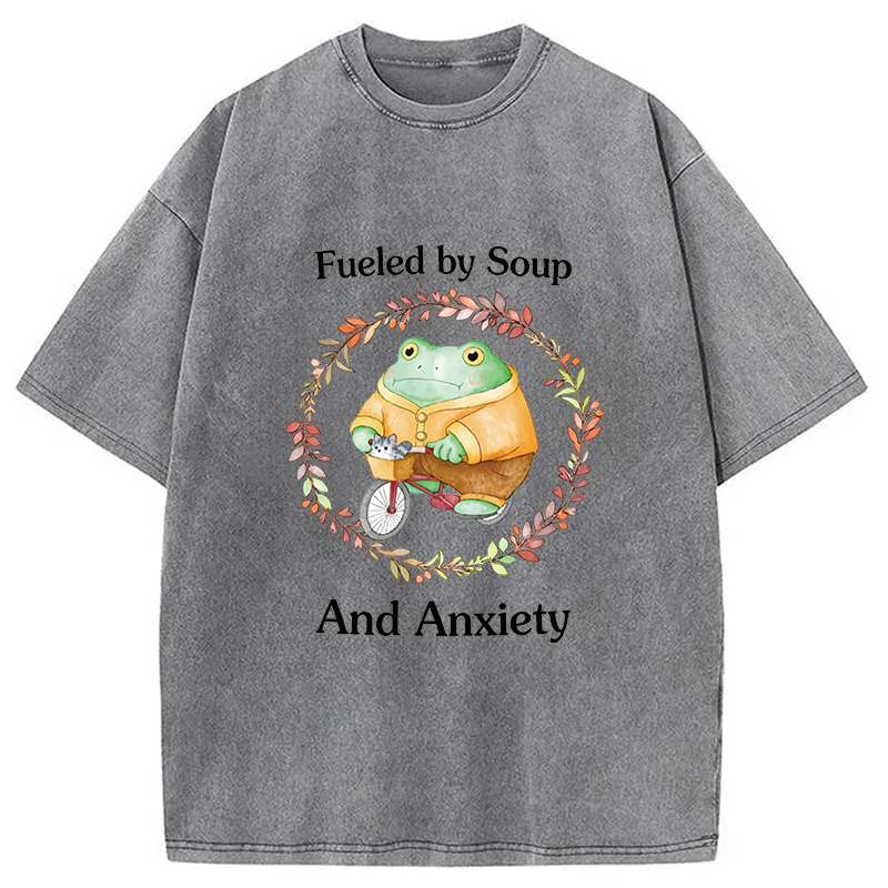 Modecanvas Soup And Anxiety DTG Printing Washed T-Shirt