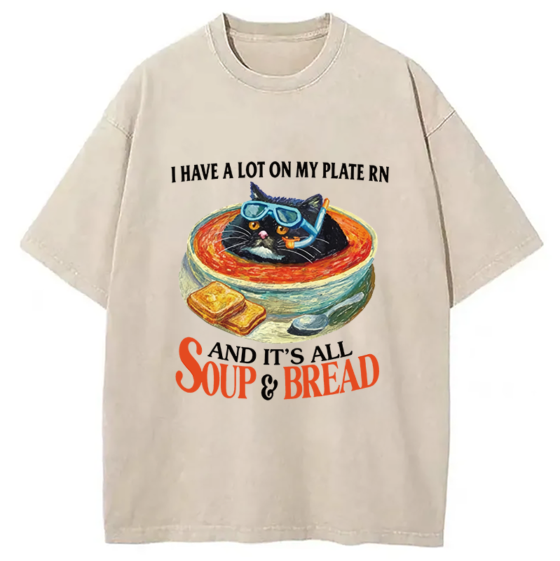 Modecanvas Soup And Bread DTG Printing Washed T-Shirt