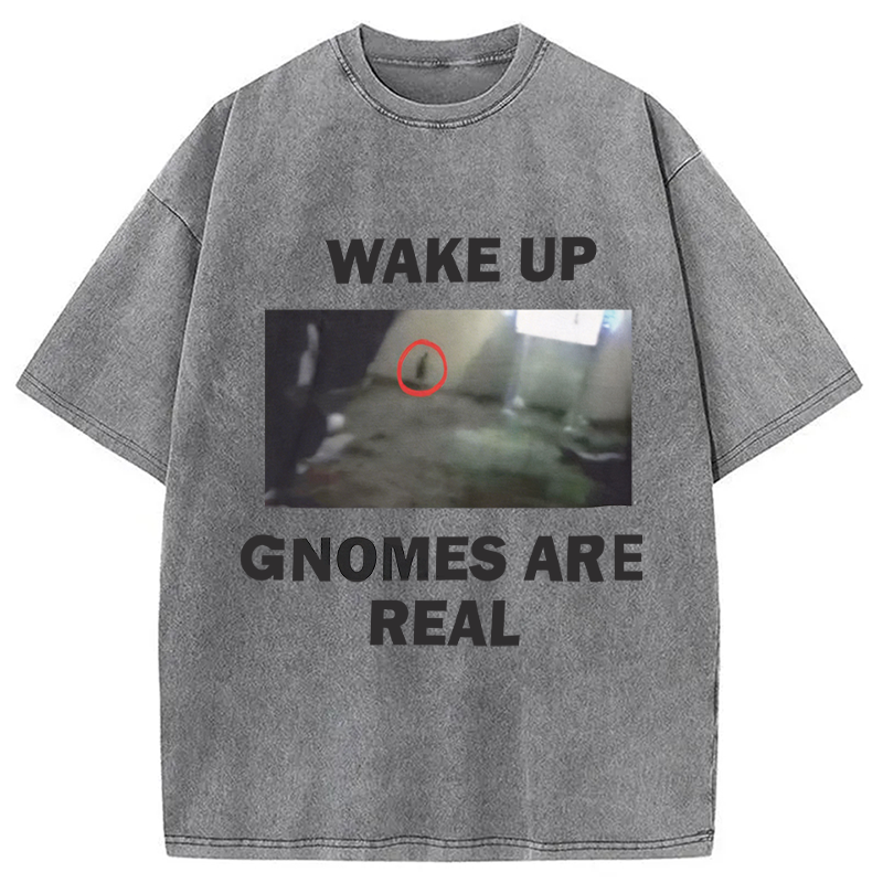 Modecanvas Wake Up Gnomes Are Real DTG Printing Washed T-Shirt