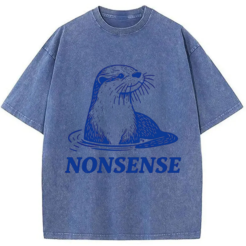 Modecanvas Funny Sea Otters Meme DTG Printing Washed T-Shirt