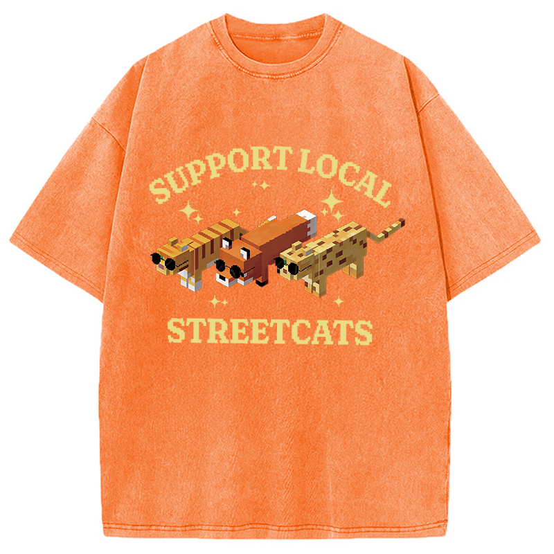 Modecanvas Support Local Streetcats DTG Printing Washed T-Shirt