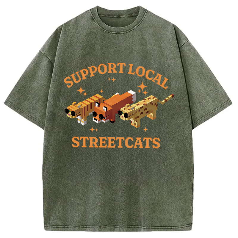 Modecanvas Support Local Streetcats DTG Printing Washed T-Shirt