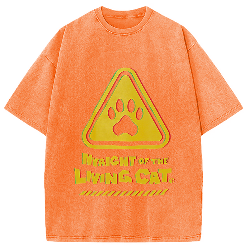 Modecanvas Cat Warning DTG Printing Washed T-Shirt