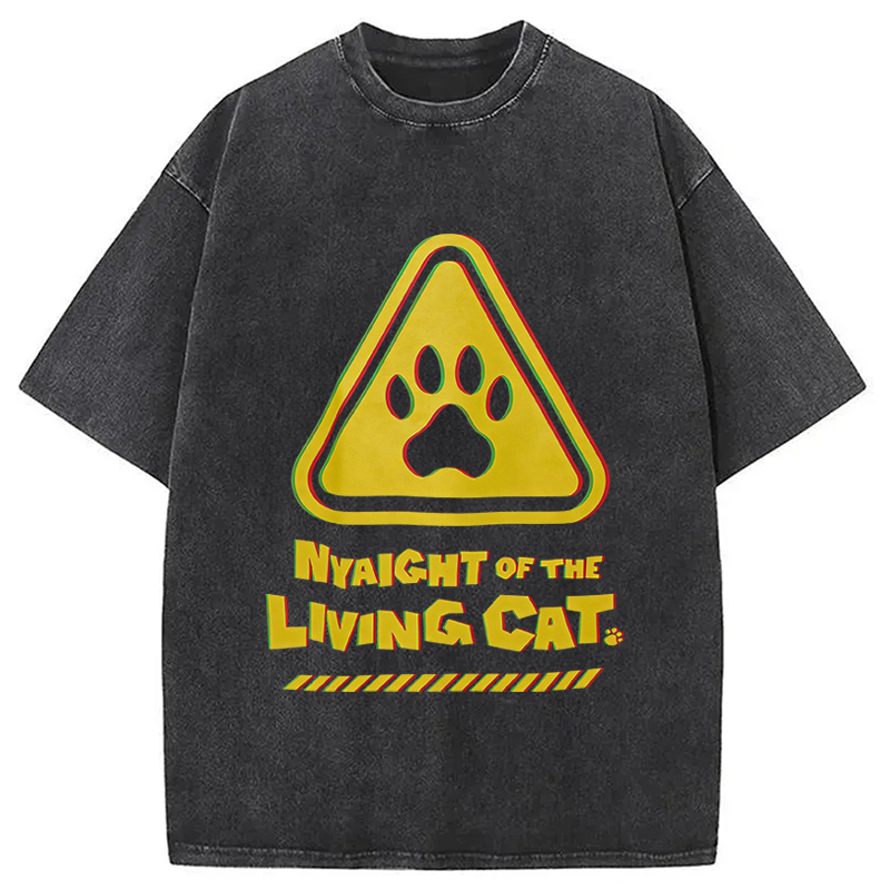 Modecanvas Cat Warning DTG Printing Washed T-Shirt