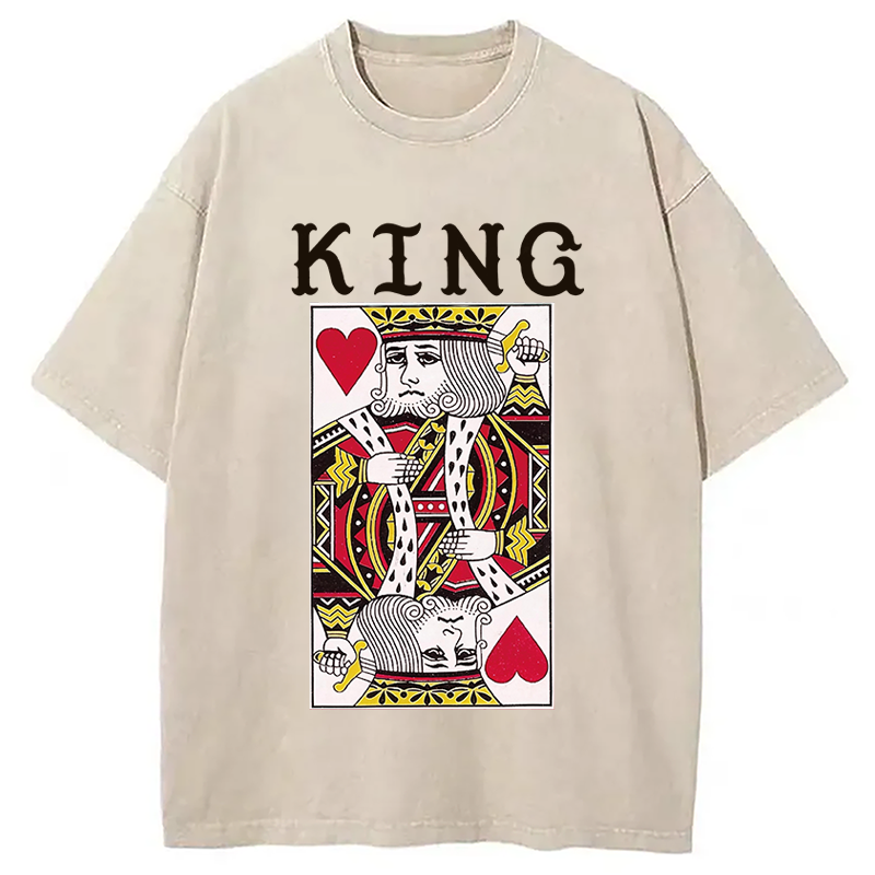 Modecanvas King of Hearts Mens DTG Printing Washed T-Shirt