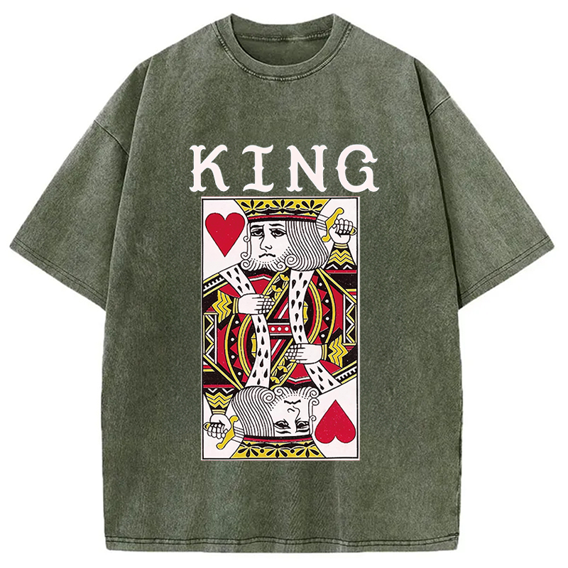 Modecanvas King of Hearts Mens DTG Printing Washed T-Shirt