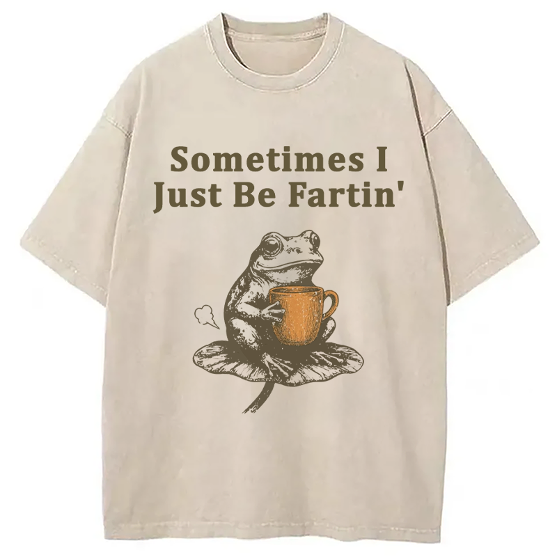 Modecanvas Sometimes I Just Be Fartin Funny Frog DTG Printing Washed T-Shirt