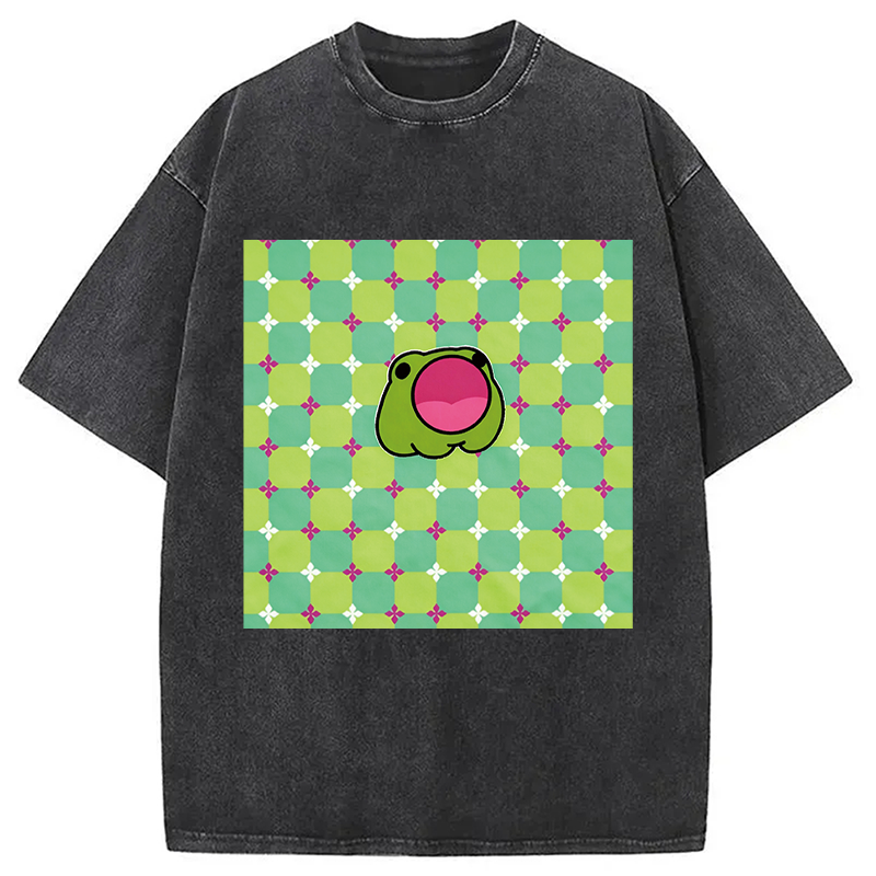 Modecanvas 3D Dizziness Frog DTG Printing Washed T-Shirt
