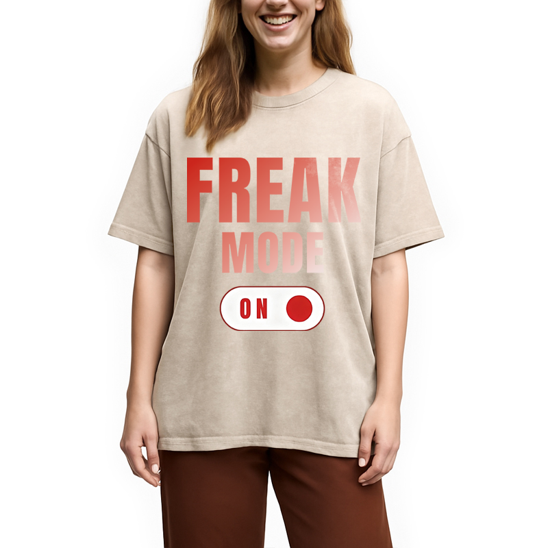 Modecanvas Freak Mode On DTG Printing Washed T-Shirt