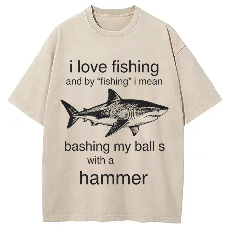 Modecanvas I Love Fishing DTG Printing Washed T-Shirt