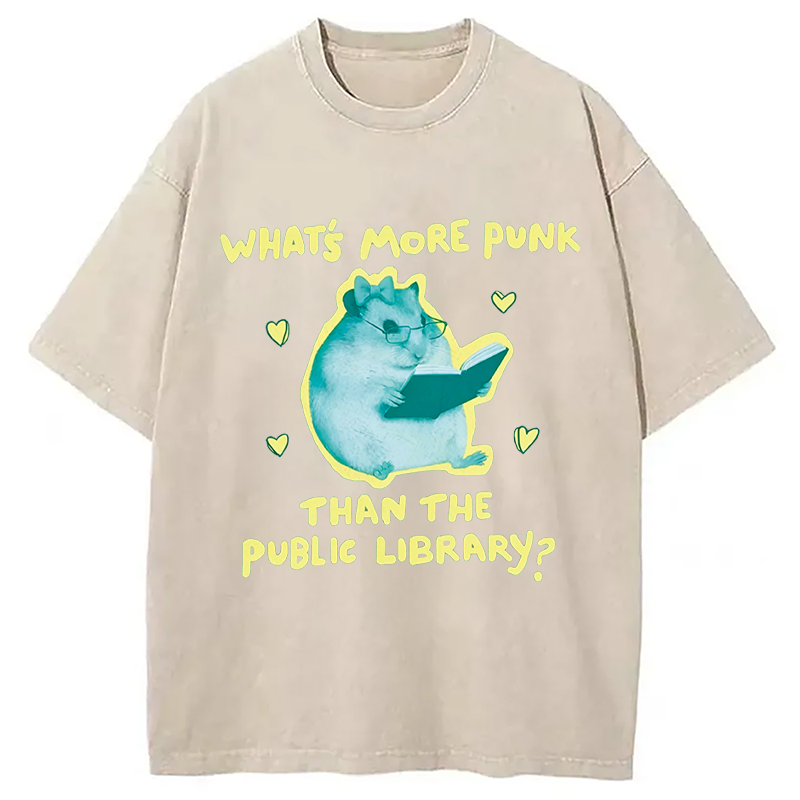 Modecanvas Public Library Rat Punk DTG Printing Washed T-Shirt