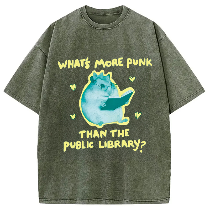 Modecanvas Public Library Rat Punk DTG Printing Washed T-Shirt
