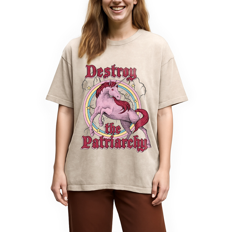 Modecanvas Destroy the Patriarchy DTG Printing Washed T-Shirt