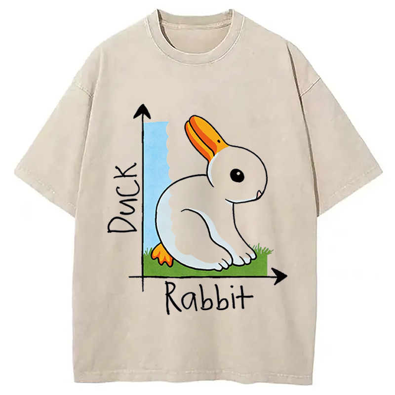 Modecanvas Duck Or Rabbit DTG Printing Washed T-Shirt