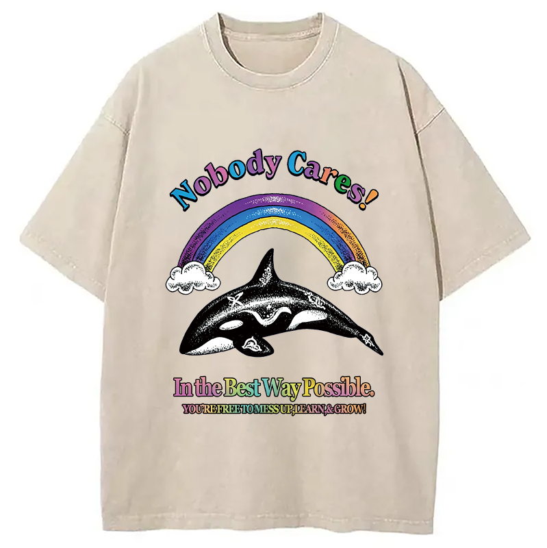 Modecanvas NOBODY CARES DTG Printing Washed T-Shirt