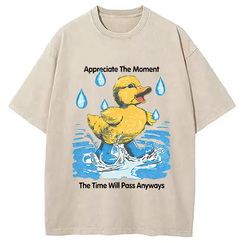 Modecanvas Appreciate The Moment DTG Printing Washed T-Shirt