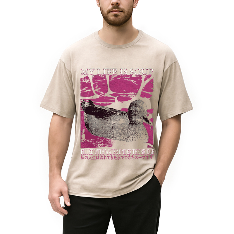 Modecanvas My Life is Soup Vintage DTG Printing Washed T-Shirt