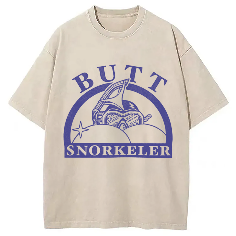 Modecanvas Butt Snorkeler Funny Diving Meme DTG Printing Washed T-Shirt