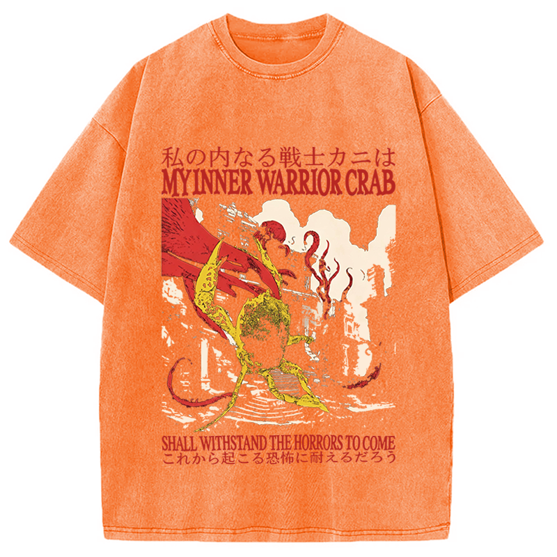 Modecanvas My Inner Warrior Crab Funny DTG Printing Washed T-Shirt