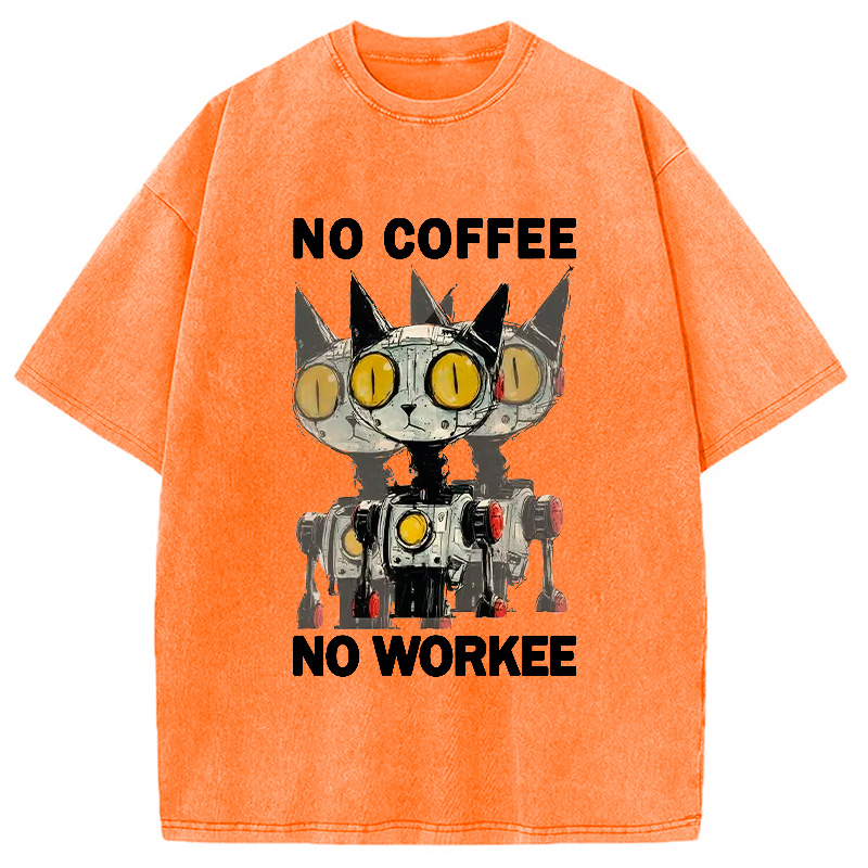 Modecanvas No Coffee No Workee Washed T-Shirt