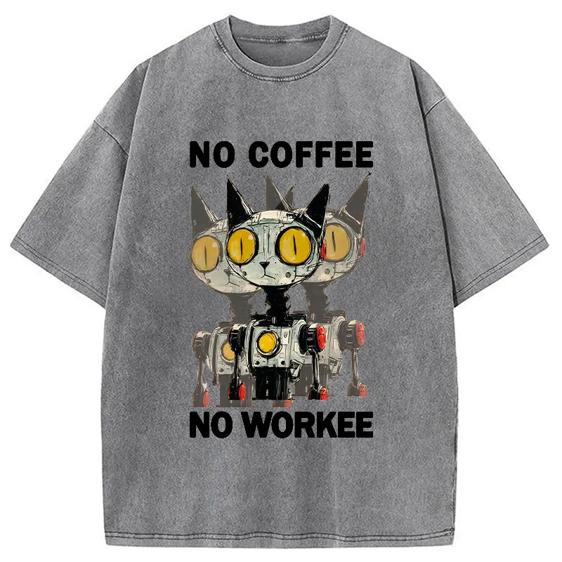 Modecanvas No Coffee No Workee Washed T-Shirt