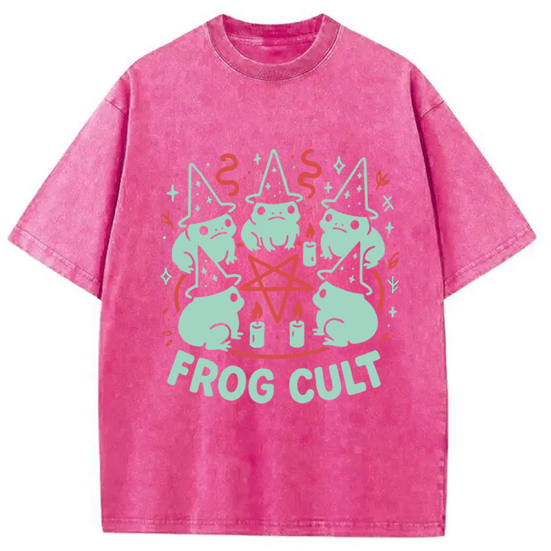 Modecanvas Frog Cult Meme DTG Printing Washed T-Shirt