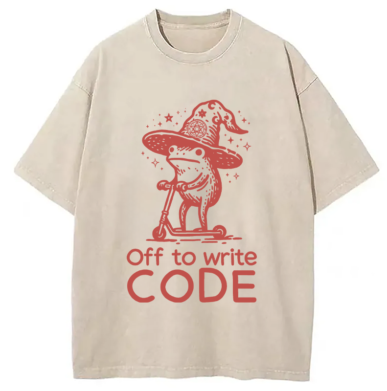 Modecanvas Coder IT Frog DTG Printing Washed T-Shirt