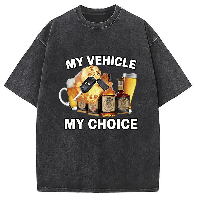 Modecanvas My Vehicle My Choice Beer DTG Printing Washed T-Shirt
