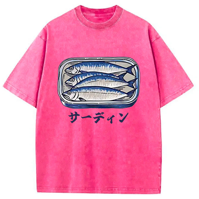 Modecanvas Sardines Can Vintage Washed T-Shirt
