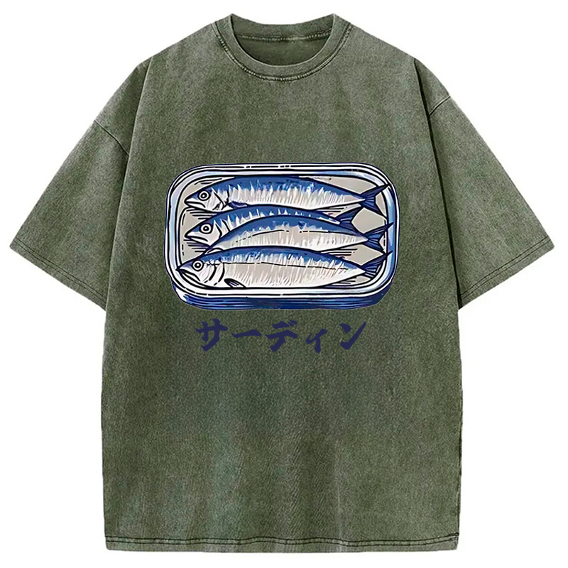 Modecanvas Sardines Can Vintage Washed T-Shirt
