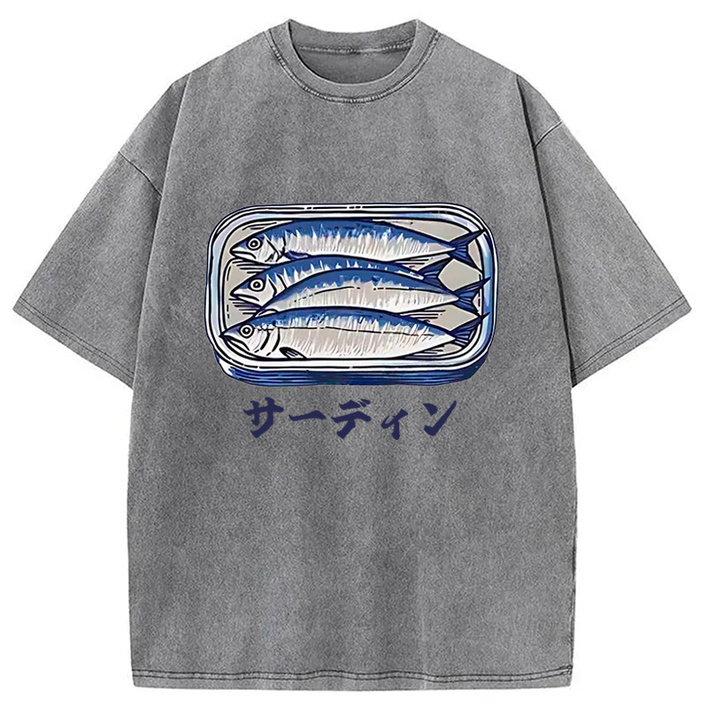 Modecanvas Sardines Can Vintage Washed T-Shirt