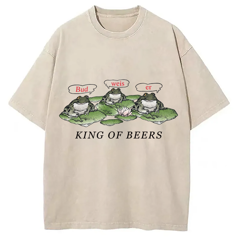 Modecanvas King Of Beers DTG Printing Washed T-Shirt