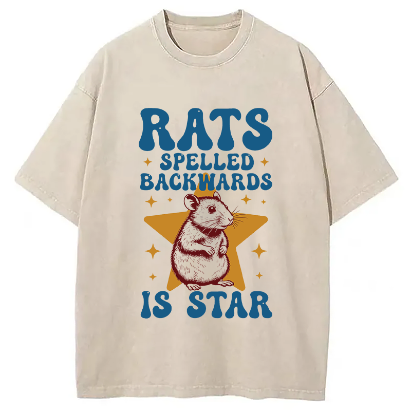 Modecanvas Rats Rodent Meme DTG Printing Washed T-Shirt