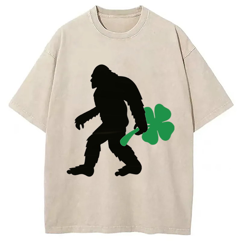 Modecanvas Bigfoot Hold Lucky DTG Printing Washed T-Shirt