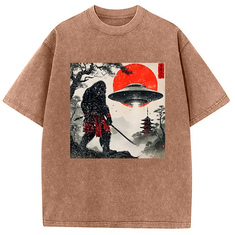 Modecanvas Bigfoot Vs Alien Washed T-Shirt