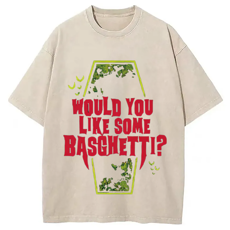 Modecanvas Would You Like Some Basghetti DTG Printing Washed T-Shirt