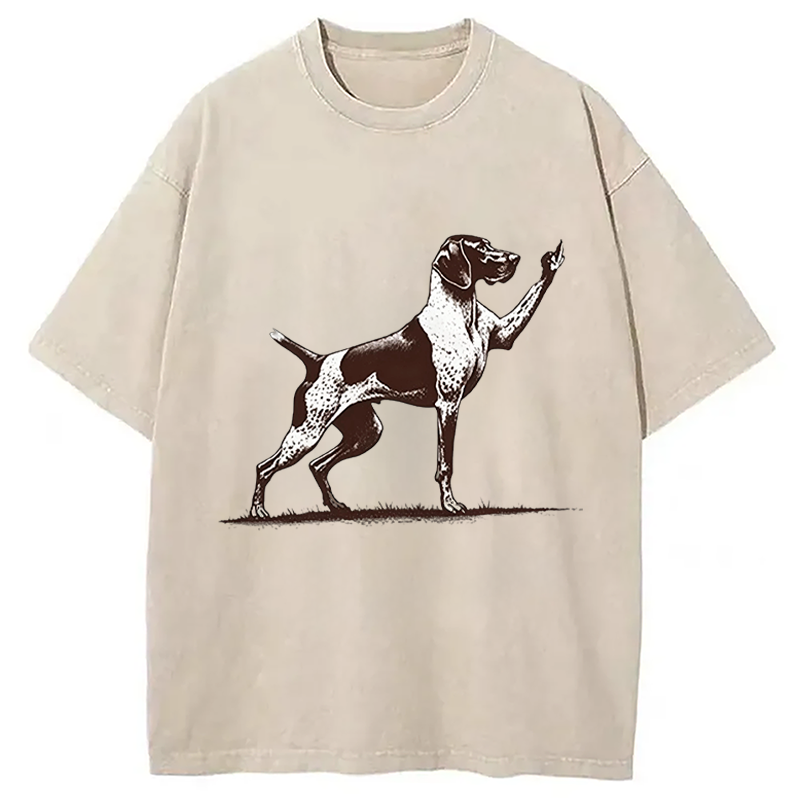 Modecanvas Rude Pointer Dog DTG Printing Washed T-Shirt
